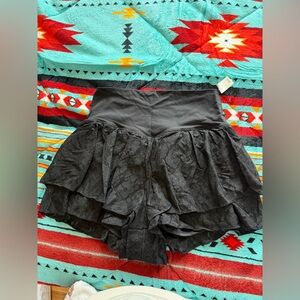Aerie Black Lace Layered Shorts